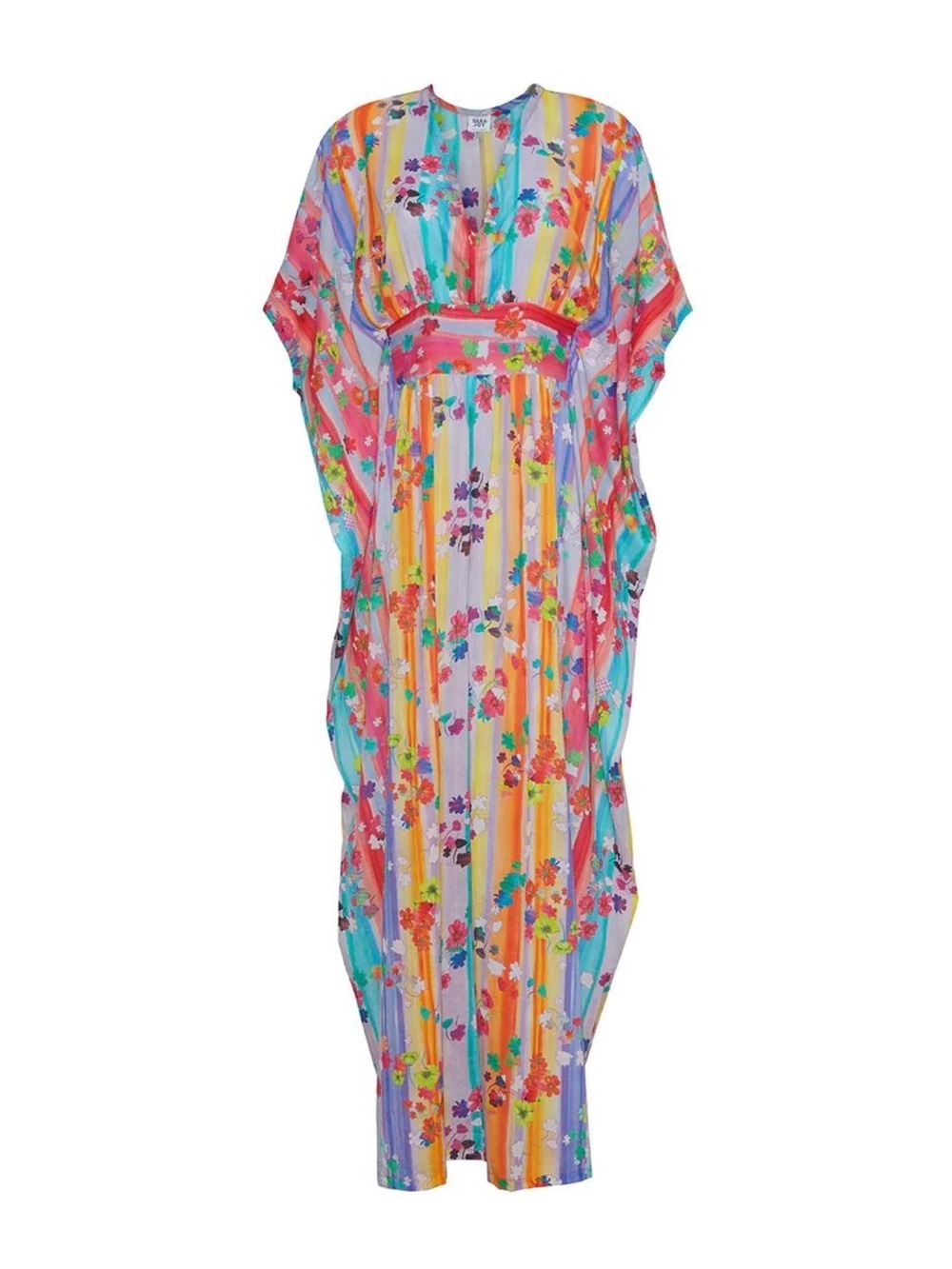 Sara Joy Organic Cotton Floral Caftan Coverup Dress OSFA